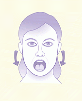 An illustration of a woman stretching her jaw